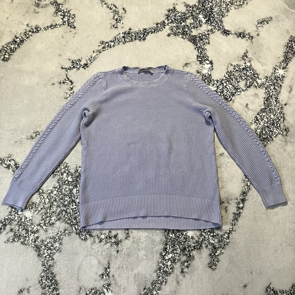 Loft Sweater Women Size L Light Purple Textured Knit Bobble Detailed Sleeve Crew